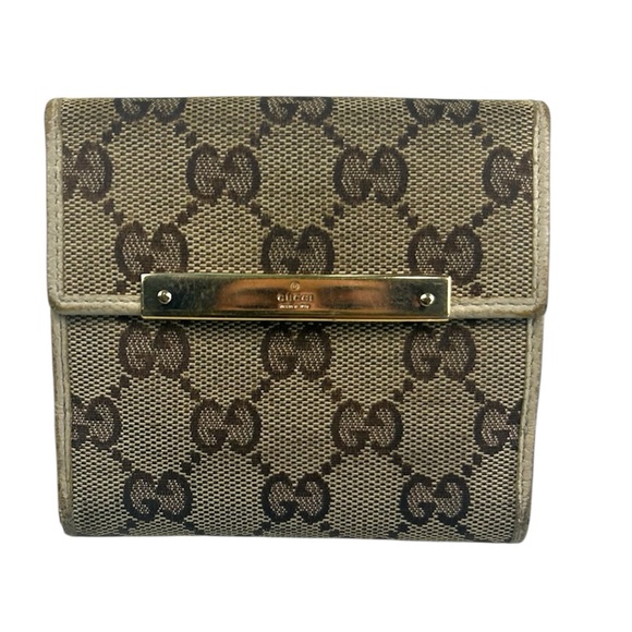 Gucci Vintage GG Supreme Canvas French Wallet with Bar Closure. - Picture 1 of 9
